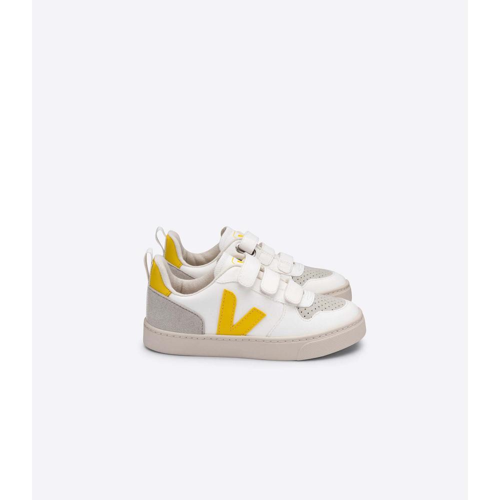 Veja V-10 CWL Kids\' Shoes White/Gold | NZ 787YXF